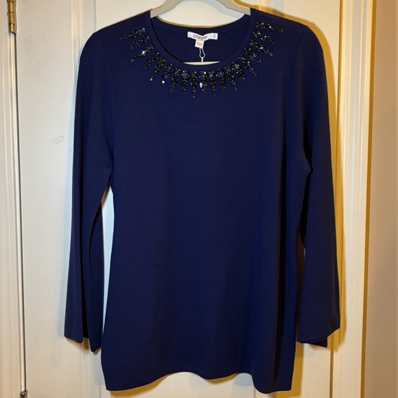 NWT Chico’s royal blue embellished top size 2 Large - Picture 2 of 8